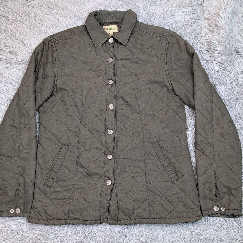 Gander Mountain Jacket Womens M Green Quilted Pockets Lightweight Gorpcore Snap